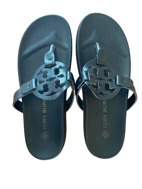 Tory Burch Black Miller Logo Thong Sandals